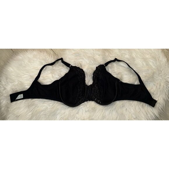 Vintage Playtex Secrets Unlined Bra Floral Lace Underwire Womens 34C Black 4420 - Picture 5 of 6